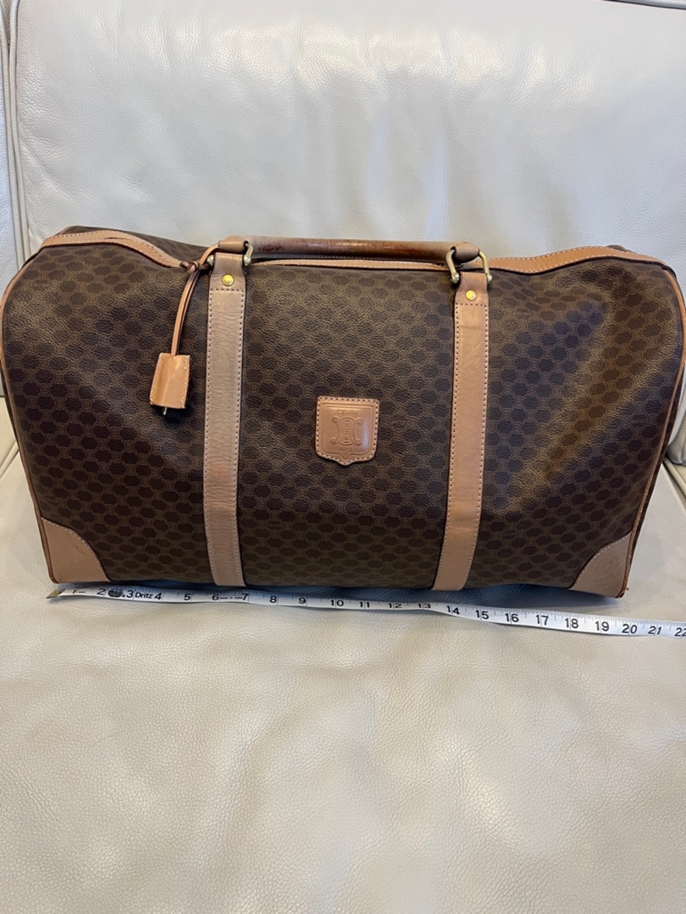 Celine Macadam Canvas Weekender Duffel with Leather Trim, Lock and Key
